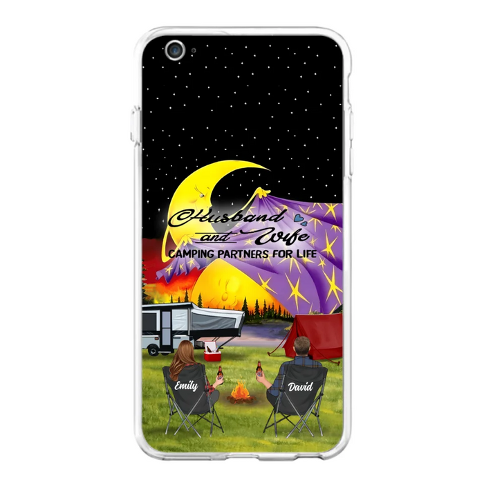 Custom Personalized Camping Phone Case - Couple/ Parents With Upto 3 Kids And 4 Pets - Gift Idea For Camping Lover - Case For iPhone And Samsung