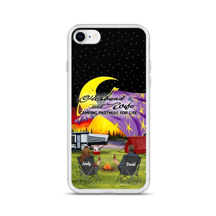 Custom Personalized Camping Phone Case - Couple/ Parents With Upto 3 Kids And 4 Pets - Gift Idea For Camping Lover - Case For iPhone And Samsung