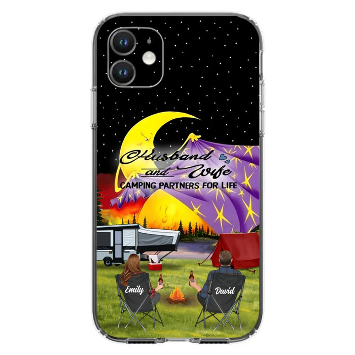 Custom Personalized Camping Phone Case - Couple/ Parents With Upto 3 Kids And 4 Pets - Gift Idea For Camping Lover - Case For iPhone And Samsung