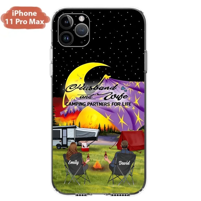 Custom Personalized Camping Phone Case - Couple/ Parents With Upto 3 Kids And 4 Pets - Gift Idea For Camping Lover - Case For iPhone And Samsung