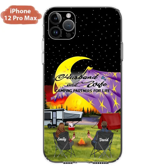 Custom Personalized Camping Phone Case - Couple/ Parents With Upto 3 Kids And 4 Pets - Gift Idea For Camping Lover - Case For iPhone And Samsung