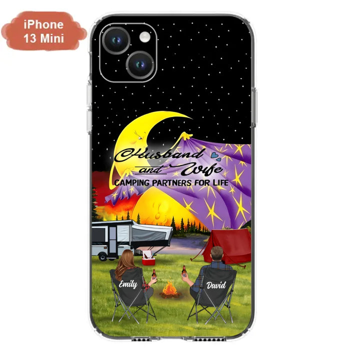 Custom Personalized Camping Phone Case - Couple/ Parents With Upto 3 Kids And 4 Pets - Gift Idea For Camping Lover - Case For iPhone And Samsung