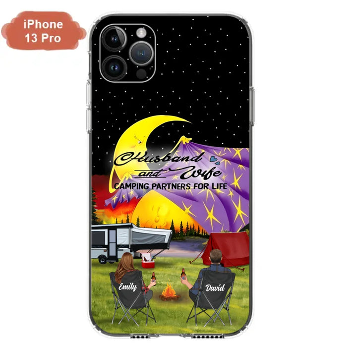 Custom Personalized Camping Phone Case - Couple/ Parents With Upto 3 Kids And 4 Pets - Gift Idea For Camping Lover - Case For iPhone And Samsung