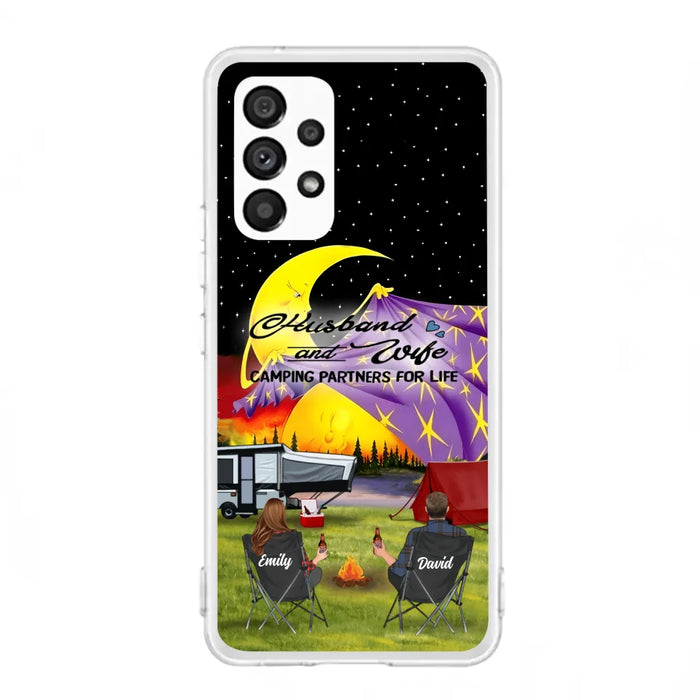 Custom Personalized Camping Phone Case - Couple/ Parents With Upto 3 Kids And 4 Pets - Gift Idea For Camping Lover - Case For iPhone And Samsung