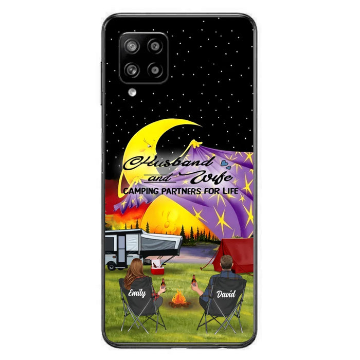 Custom Personalized Camping Phone Case - Couple/ Parents With Upto 3 Kids And 4 Pets - Gift Idea For Camping Lover - Case For iPhone And Samsung