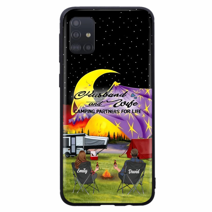 Custom Personalized Camping Phone Case - Couple/ Parents With Upto 3 Kids And 4 Pets - Gift Idea For Camping Lover - Case For iPhone And Samsung