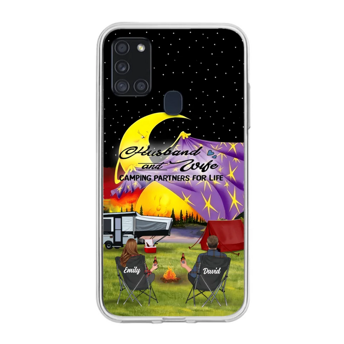 Custom Personalized Camping Phone Case - Couple/ Parents With Upto 3 Kids And 4 Pets - Gift Idea For Camping Lover - Case For iPhone And Samsung