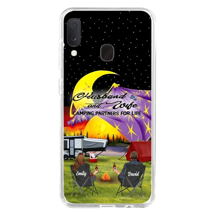 Custom Personalized Camping Phone Case - Couple/ Parents With Upto 3 Kids And 4 Pets - Gift Idea For Camping Lover - Case For iPhone And Samsung