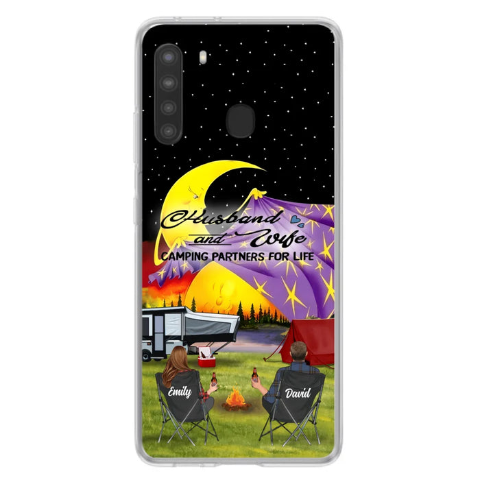 Custom Personalized Camping Phone Case - Couple/ Parents With Upto 3 Kids And 4 Pets - Gift Idea For Camping Lover - Case For iPhone And Samsung