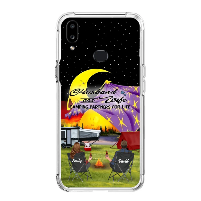 Custom Personalized Camping Phone Case - Couple/ Parents With Upto 3 Kids And 4 Pets - Gift Idea For Camping Lover - Case For iPhone And Samsung