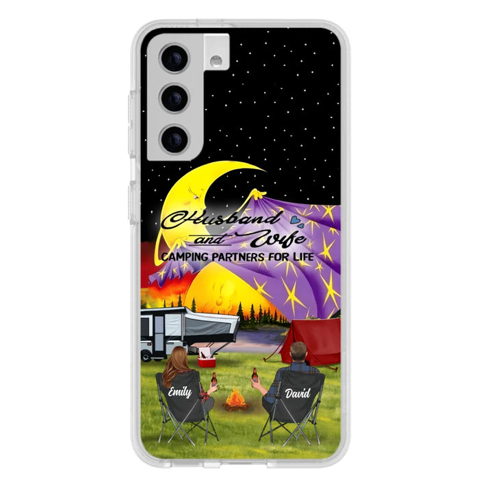 Custom Personalized Camping Phone Case - Couple/ Parents With Upto 3 Kids And 4 Pets - Gift Idea For Camping Lover - Case For iPhone And Samsung