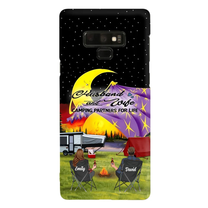 Custom Personalized Camping Phone Case - Couple/ Parents With Upto 3 Kids And 4 Pets - Gift Idea For Camping Lover - Case For iPhone And Samsung