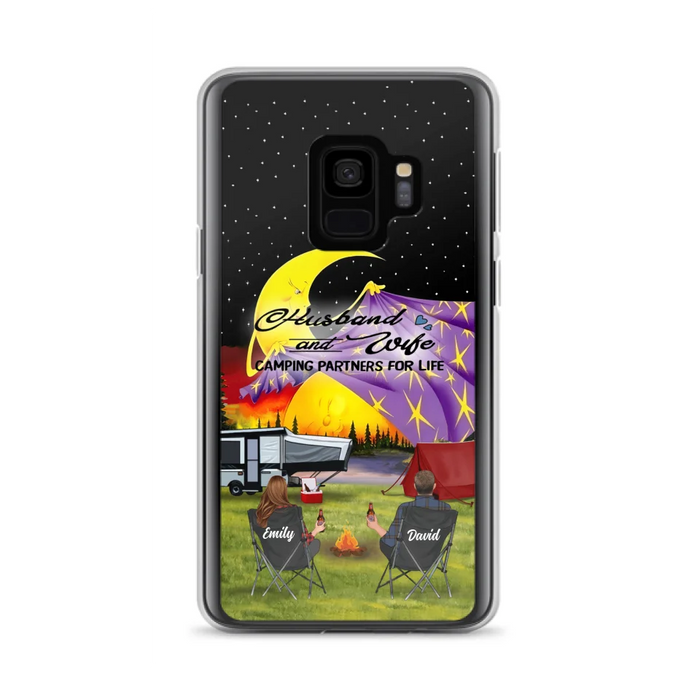 Custom Personalized Camping Phone Case - Couple/ Parents With Upto 3 Kids And 4 Pets - Gift Idea For Camping Lover - Case For iPhone And Samsung