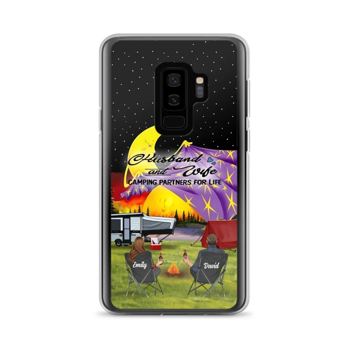 Custom Personalized Camping Phone Case - Couple/ Parents With Upto 3 Kids And 4 Pets - Gift Idea For Camping Lover - Case For iPhone And Samsung