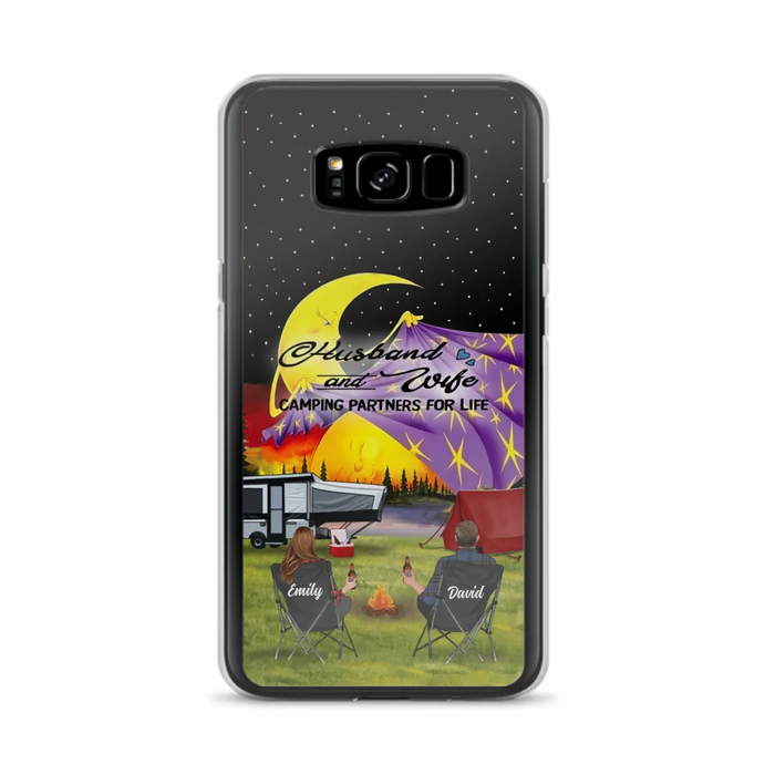 Custom Personalized Camping Phone Case - Couple/ Parents With Upto 3 Kids And 4 Pets - Gift Idea For Camping Lover - Case For iPhone And Samsung