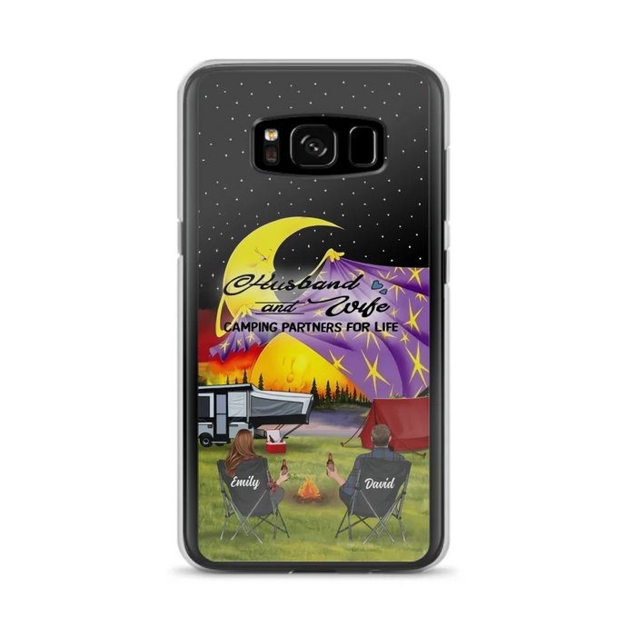 Custom Personalized Camping Phone Case - Couple/ Parents With Upto 3 Kids And 4 Pets - Gift Idea For Camping Lover - Case For iPhone And Samsung