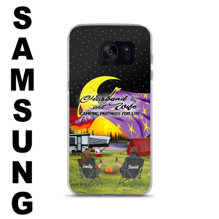 Custom Personalized Camping Phone Case - Couple/ Parents With Upto 3 Kids And 4 Pets - Gift Idea For Camping Lover - Case For iPhone And Samsung