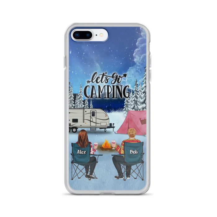 Custom Personalized Christmas Camping Phone Case - Christmas Gift For Family/ Couple/ Camping Lover - Upto 2 Kids and 3 Pets - Let's Go Camping - Case For iPhone And Samsung