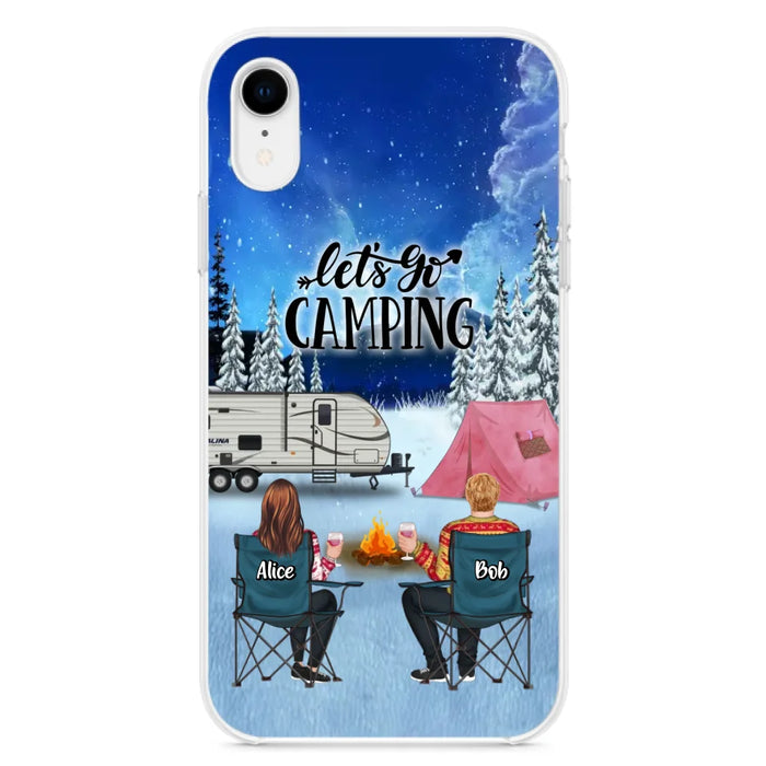 Custom Personalized Christmas Camping Phone Case - Christmas Gift For Family/ Couple/ Camping Lover - Upto 2 Kids and 3 Pets - Let's Go Camping - Case For iPhone And Samsung