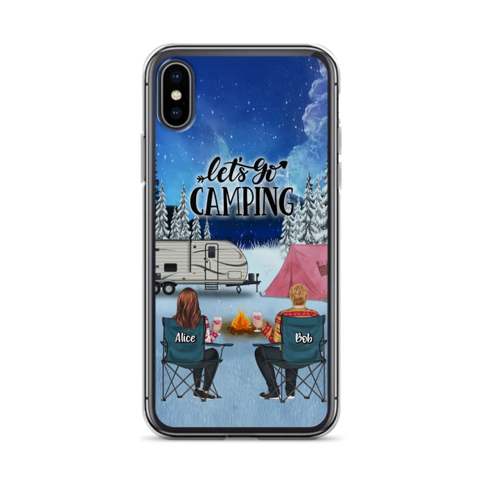 Custom Personalized Christmas Camping Phone Case - Christmas Gift For Family/ Couple/ Camping Lover - Upto 2 Kids and 3 Pets - Let's Go Camping - Case For iPhone And Samsung