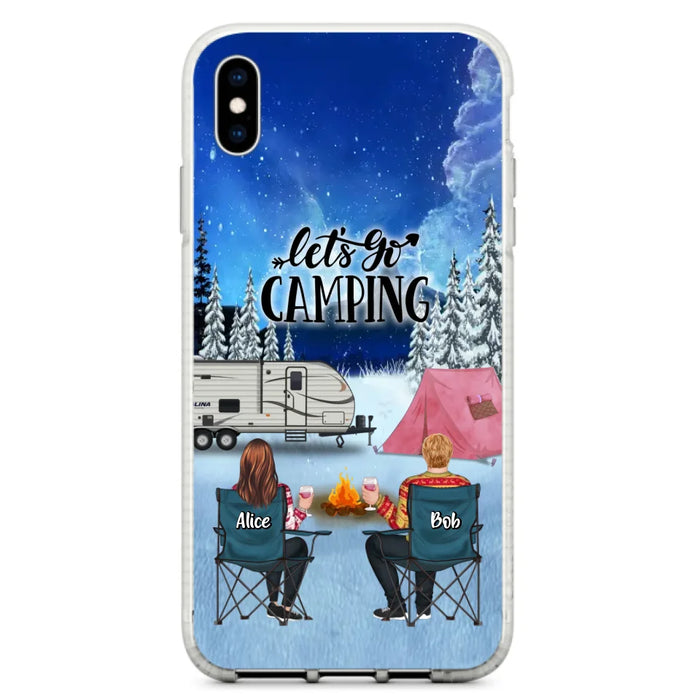 Custom Personalized Christmas Camping Phone Case - Christmas Gift For Family/ Couple/ Camping Lover - Upto 2 Kids and 3 Pets - Let's Go Camping - Case For iPhone And Samsung