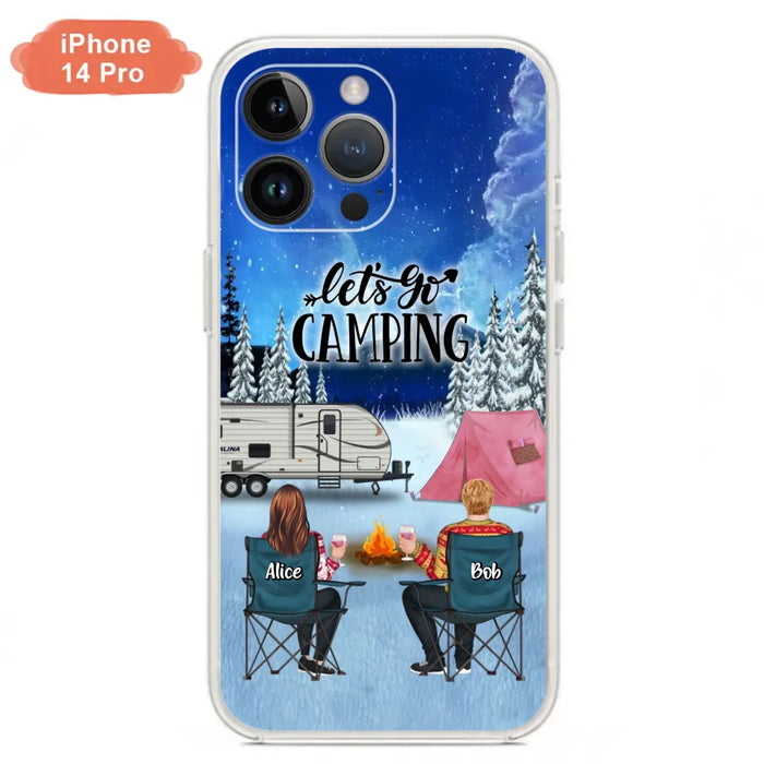 Custom Personalized Christmas Camping Phone Case - Christmas Gift For Family/ Couple/ Camping Lover - Upto 2 Kids and 3 Pets - Let's Go Camping - Case For iPhone And Samsung