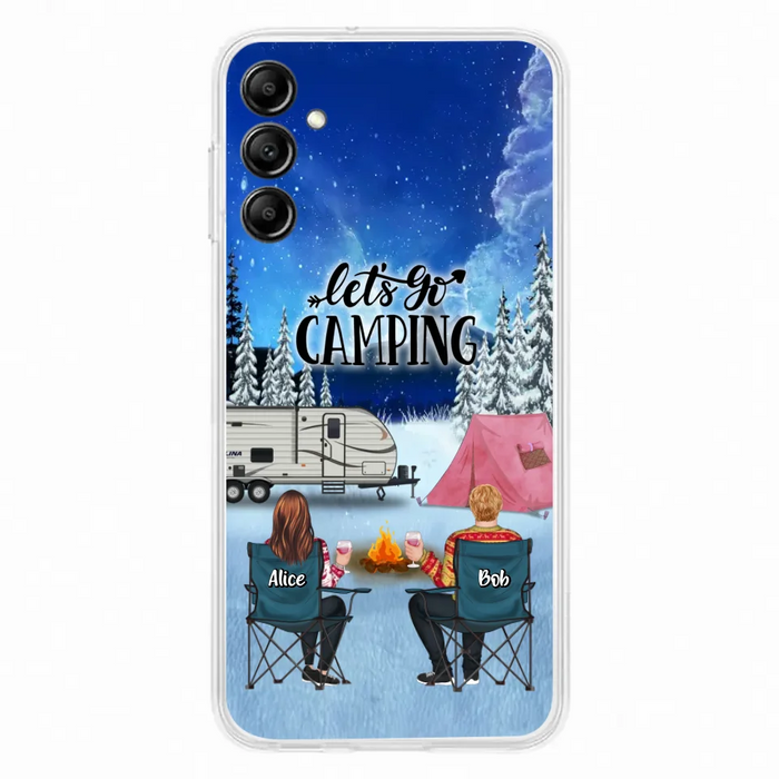 Custom Personalized Christmas Camping Phone Case - Christmas Gift For Family/ Couple/ Camping Lover - Upto 2 Kids and 3 Pets - Let's Go Camping - Case For iPhone And Samsung