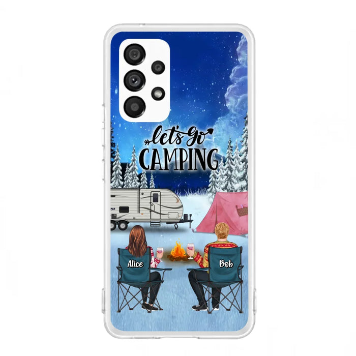 Custom Personalized Christmas Camping Phone Case - Christmas Gift For Family/ Couple/ Camping Lover - Upto 2 Kids and 3 Pets - Let's Go Camping - Case For iPhone And Samsung