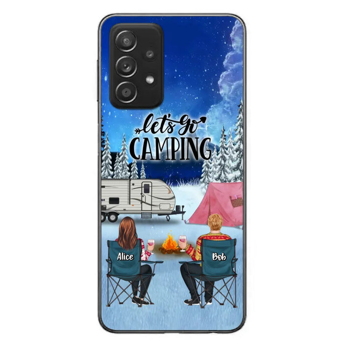 Custom Personalized Christmas Camping Phone Case - Christmas Gift For Family/ Couple/ Camping Lover - Upto 2 Kids and 3 Pets - Let's Go Camping - Case For iPhone And Samsung