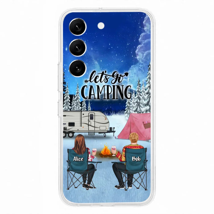 Custom Personalized Christmas Camping Phone Case - Christmas Gift For Family/ Couple/ Camping Lover - Upto 2 Kids and 3 Pets - Let's Go Camping - Case For iPhone And Samsung