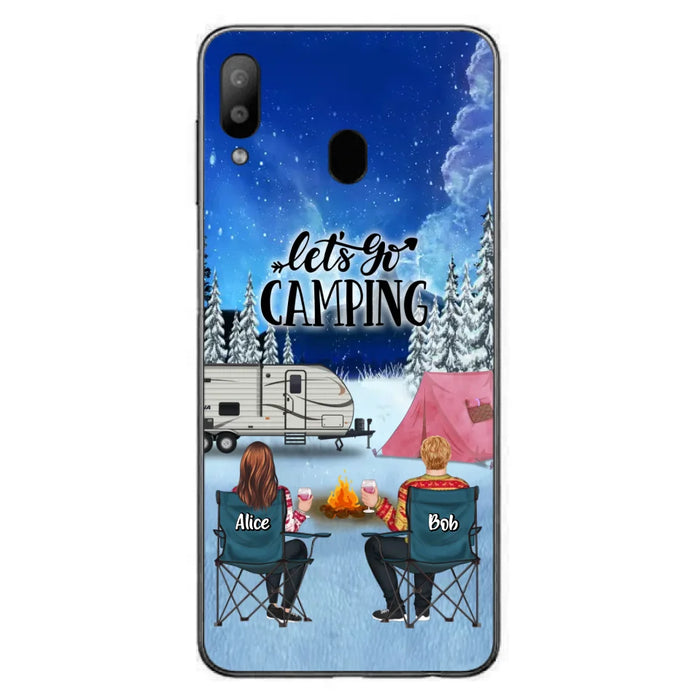 Custom Personalized Christmas Camping Phone Case - Christmas Gift For Family/ Couple/ Camping Lover - Upto 2 Kids and 3 Pets - Let's Go Camping - Case For iPhone And Samsung