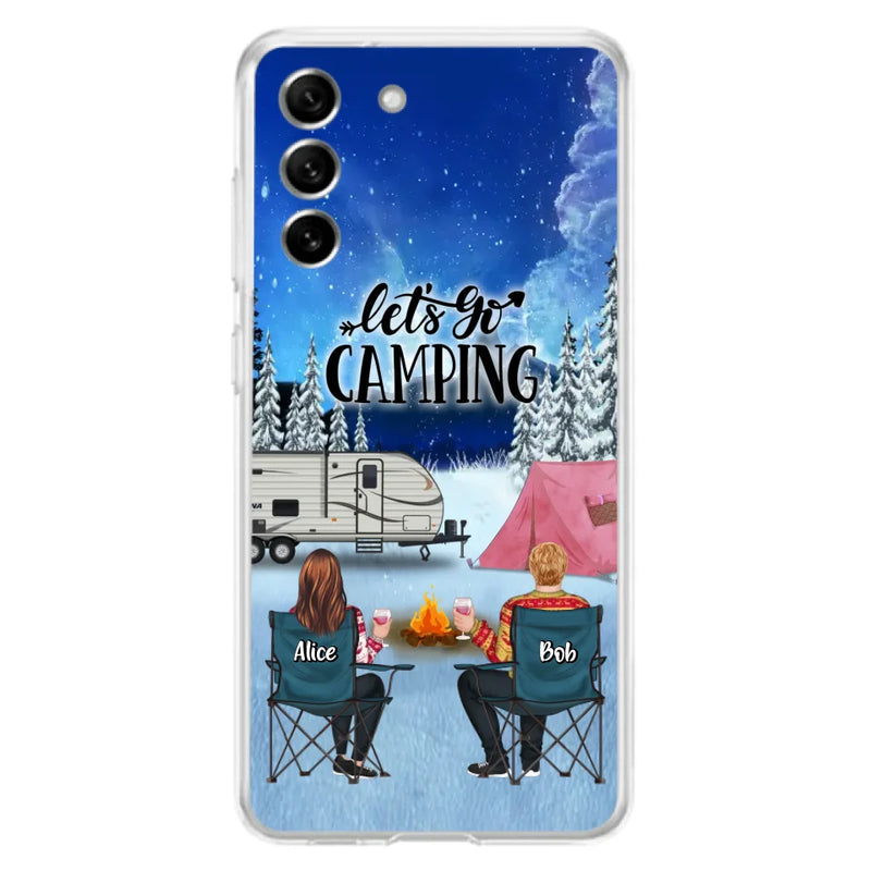 Personalized Christmas Camping Phone Case - Christmas Gift For Family/Couple/Camping Lover - Up to 2 Kids and 3 Pets - Let's Go Camping - Case For iPhone And Samsung