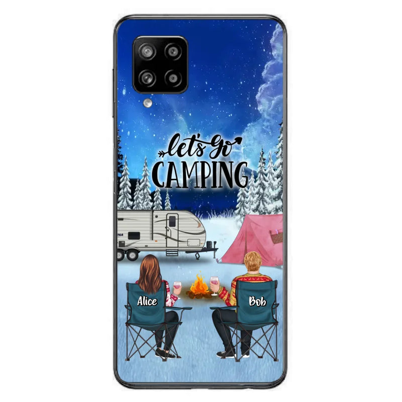 Personalized Christmas Camping Phone Case - Christmas Gift For Family/Couple/Camping Lover - Up to 2 Kids and 3 Pets - Let's Go Camping - Case For iPhone And Samsung
