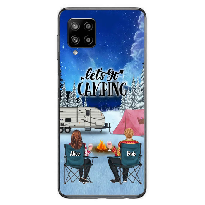 Custom Personalized Christmas Camping Phone Case - Christmas Gift For Family/ Couple/ Camping Lover - Upto 2 Kids and 3 Pets - Let's Go Camping - Case For iPhone And Samsung