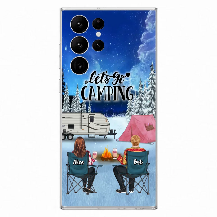 Custom Personalized Christmas Camping Phone Case - Christmas Gift For Family/ Couple/ Camping Lover - Upto 2 Kids and 3 Pets - Let's Go Camping - Case For iPhone And Samsung