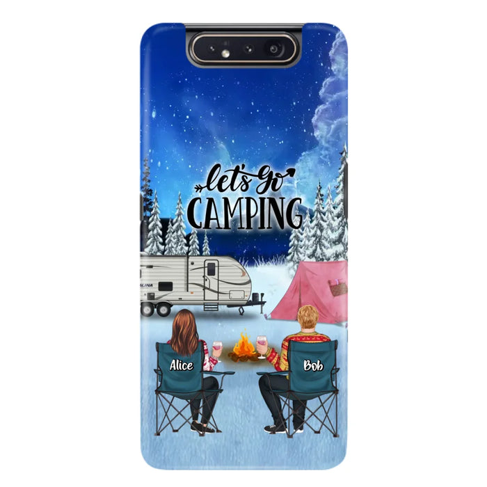 Custom Personalized Christmas Camping Phone Case - Christmas Gift For Family/ Couple/ Camping Lover - Upto 2 Kids and 3 Pets - Let's Go Camping - Case For iPhone And Samsung