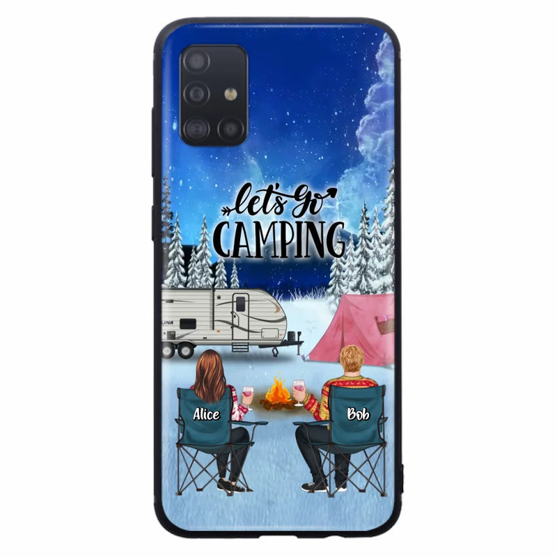 Personalized Christmas Camping Phone Case - Christmas Gift For Family/Couple/Camping Lover - Up to 2 Kids and 3 Pets - Let's Go Camping - Case For iPhone And Samsung