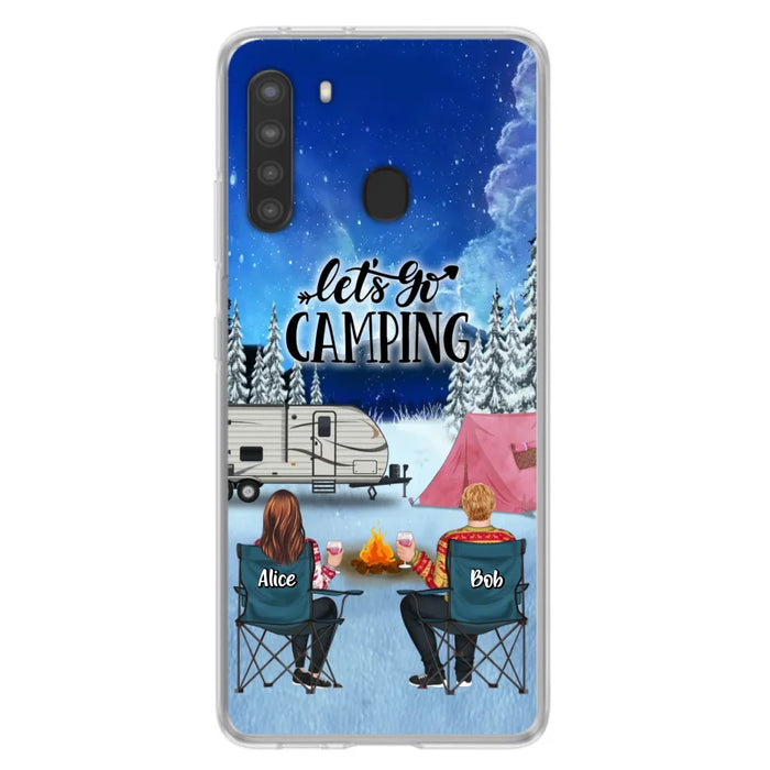 Custom Personalized Christmas Camping Phone Case - Christmas Gift For Family/ Couple/ Camping Lover - Upto 2 Kids and 3 Pets - Let's Go Camping - Case For iPhone And Samsung