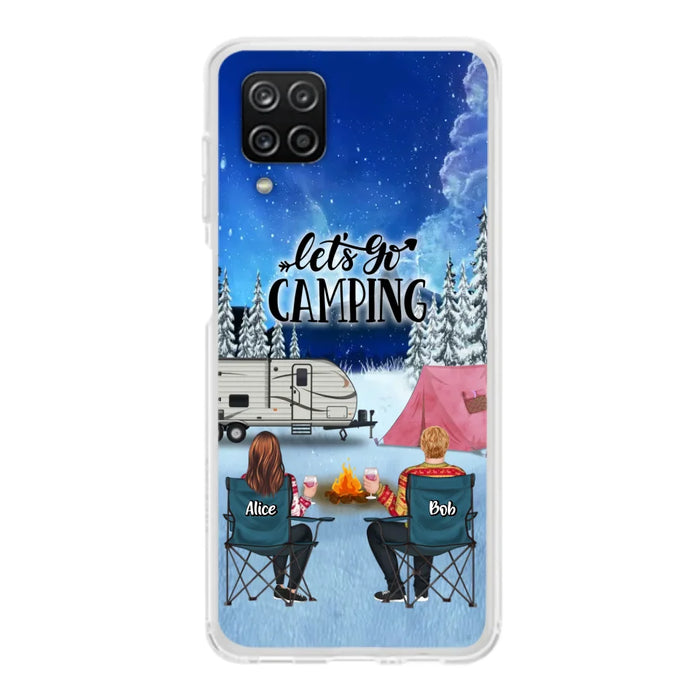 Custom Personalized Christmas Camping Phone Case - Christmas Gift For Family/ Couple/ Camping Lover - Upto 2 Kids and 3 Pets - Let's Go Camping - Case For iPhone And Samsung