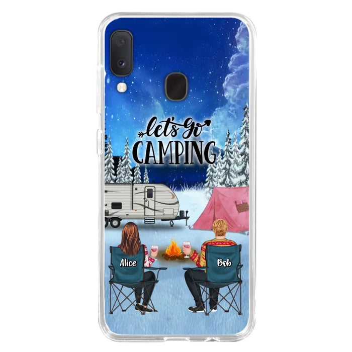 Custom Personalized Christmas Camping Phone Case - Christmas Gift For Family/ Couple/ Camping Lover - Upto 2 Kids and 3 Pets - Let's Go Camping - Case For iPhone And Samsung