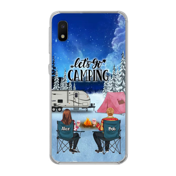 Custom Personalized Christmas Camping Phone Case - Christmas Gift For Family/ Couple/ Camping Lover - Upto 2 Kids and 3 Pets - Let's Go Camping - Case For iPhone And Samsung