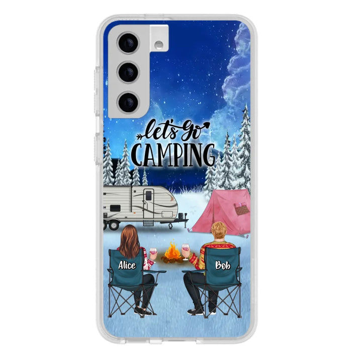 Custom Personalized Christmas Camping Phone Case - Christmas Gift For Family/ Couple/ Camping Lover - Upto 2 Kids and 3 Pets - Let's Go Camping - Case For iPhone And Samsung