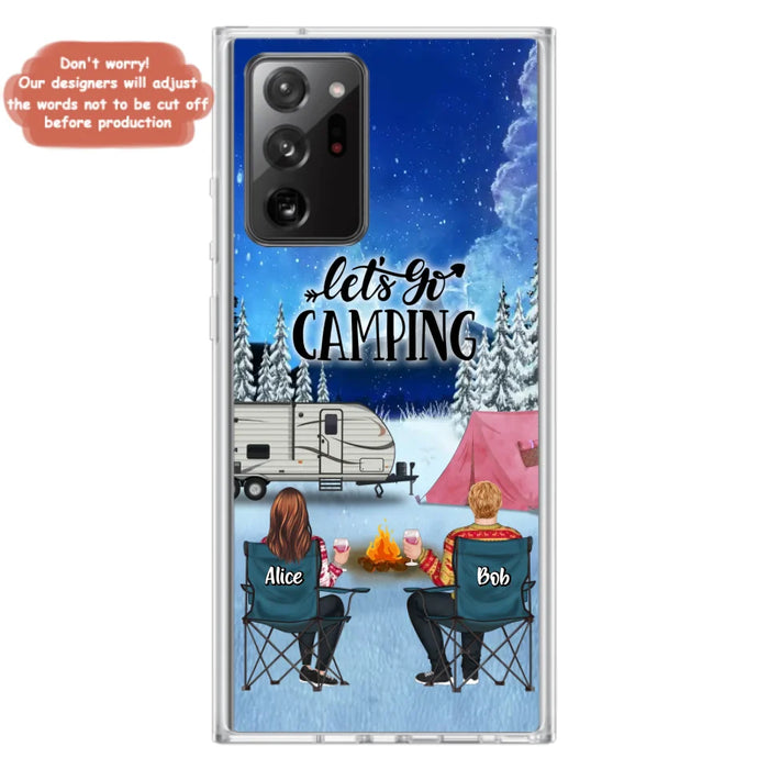 Custom Personalized Christmas Camping Phone Case - Christmas Gift For Family/ Couple/ Camping Lover - Upto 2 Kids and 3 Pets - Let's Go Camping - Case For iPhone And Samsung