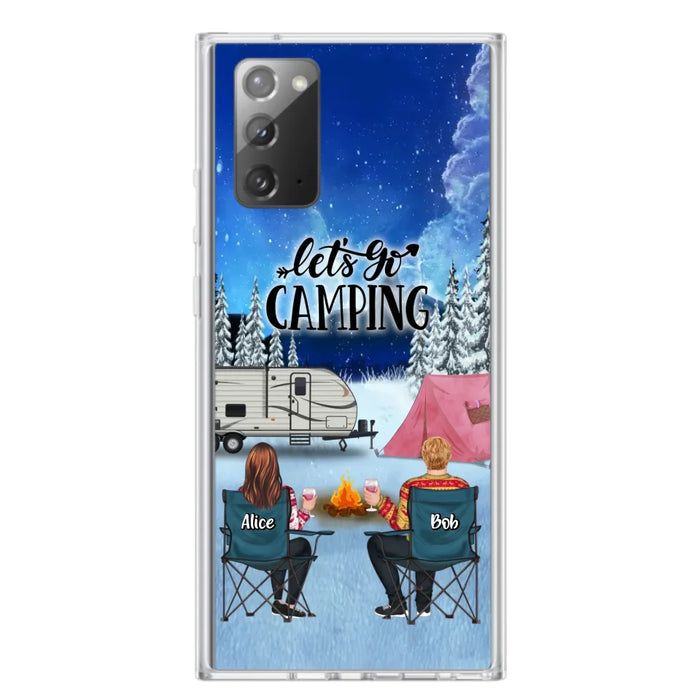 Custom Personalized Christmas Camping Phone Case - Christmas Gift For Family/ Couple/ Camping Lover - Upto 2 Kids and 3 Pets - Let's Go Camping - Case For iPhone And Samsung