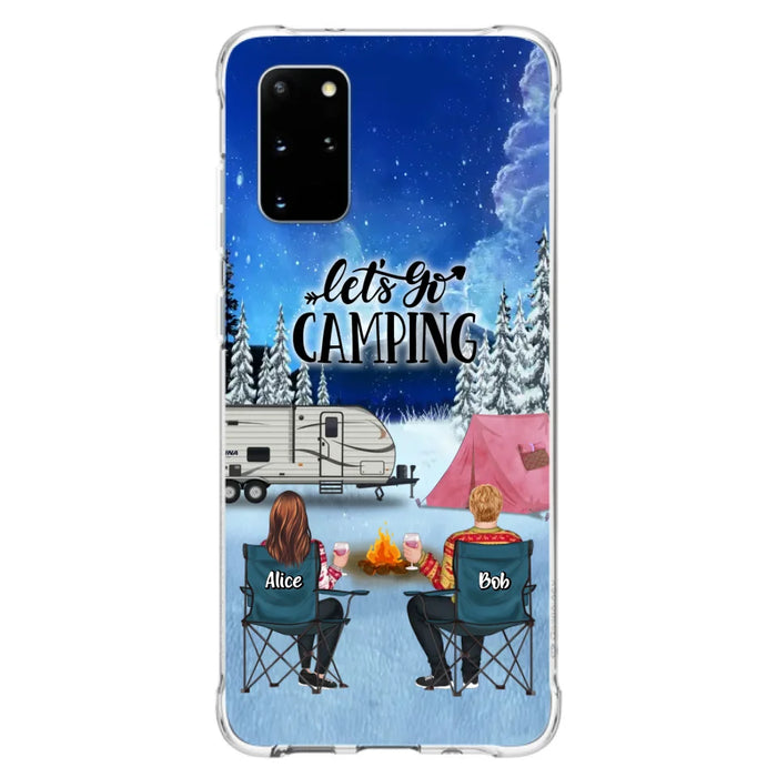 Custom Personalized Christmas Camping Phone Case - Christmas Gift For Family/ Couple/ Camping Lover - Upto 2 Kids and 3 Pets - Let's Go Camping - Case For iPhone And Samsung