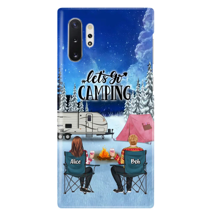 Custom Personalized Christmas Camping Phone Case - Christmas Gift For Family/ Couple/ Camping Lover - Upto 2 Kids and 3 Pets - Let's Go Camping - Case For iPhone And Samsung