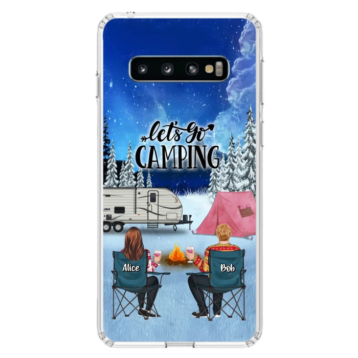 Custom Personalized Christmas Camping Phone Case - Christmas Gift For Family/ Couple/ Camping Lover - Upto 2 Kids and 3 Pets - Let's Go Camping - Case For iPhone And Samsung