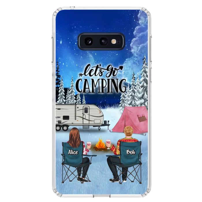 Custom Personalized Christmas Camping Phone Case - Christmas Gift For Family/ Couple/ Camping Lover - Upto 2 Kids and 3 Pets - Let's Go Camping - Case For iPhone And Samsung