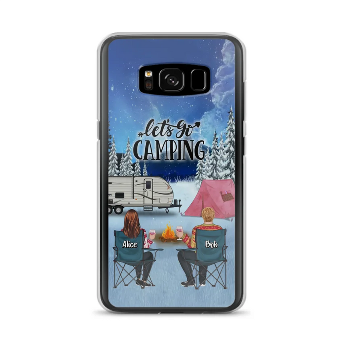 Custom Personalized Christmas Camping Phone Case - Christmas Gift For Family/ Couple/ Camping Lover - Upto 2 Kids and 3 Pets - Let's Go Camping - Case For iPhone And Samsung