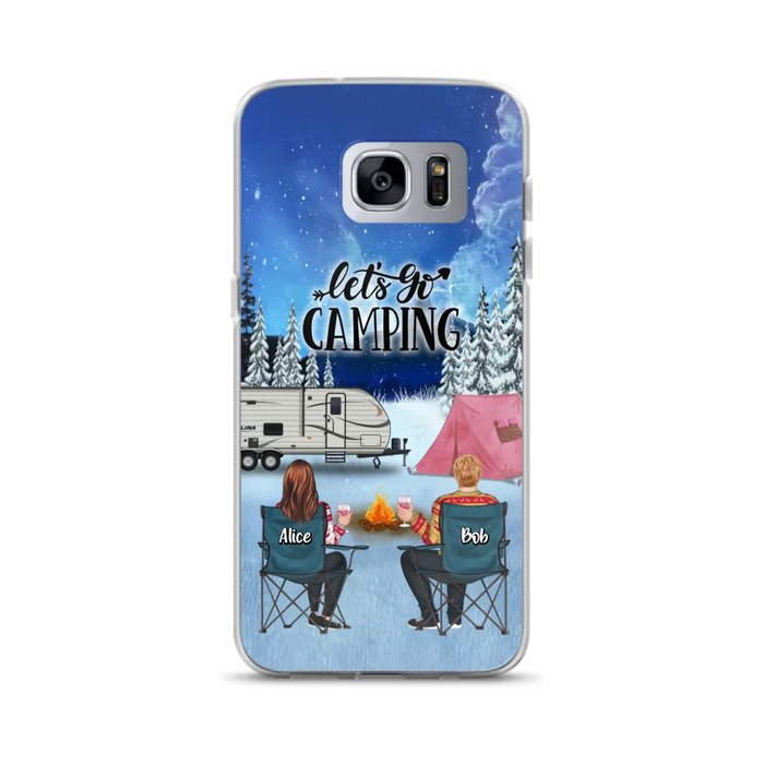 Custom Personalized Christmas Camping Phone Case - Christmas Gift For Family/ Couple/ Camping Lover - Upto 2 Kids and 3 Pets - Let's Go Camping - Case For iPhone And Samsung